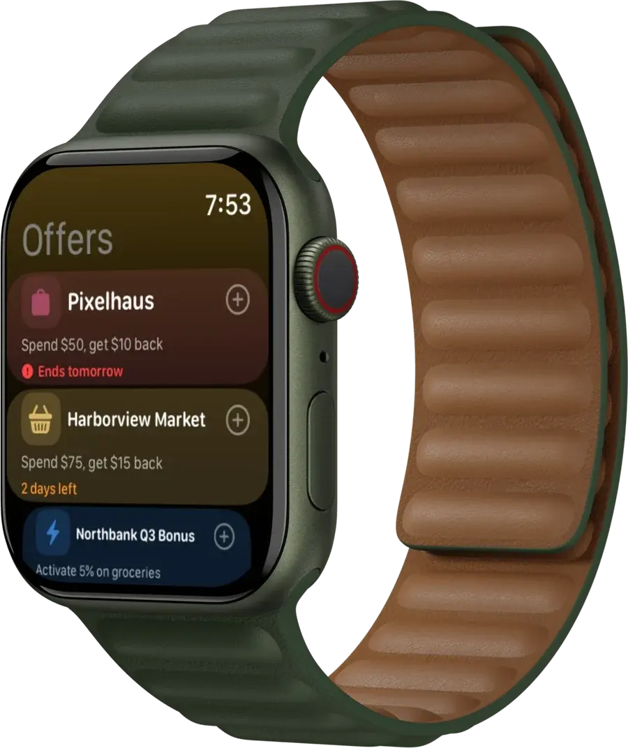 CardSwipe offers on Apple Watch, sorted by the deadline that comes first